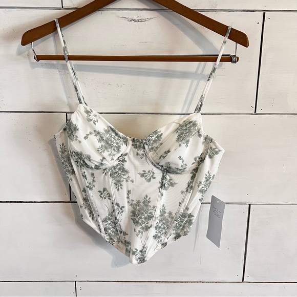 American Threads Hadley Floral Mesh Bustier Top. Size Small. NWT - Picture 3 of 13